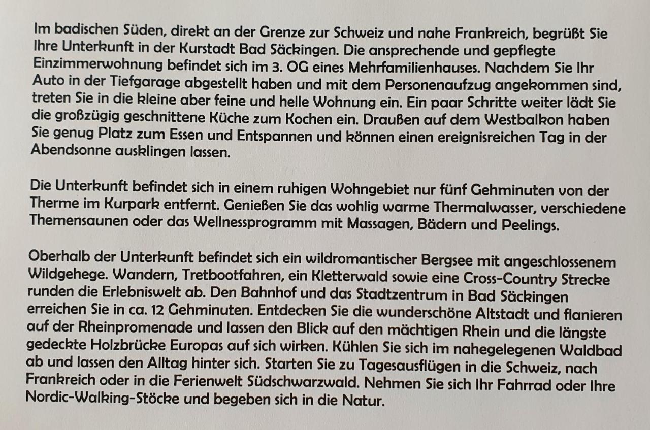 Schöne ruhige und helle Wohnung in Bad Säckingen Exterior foto